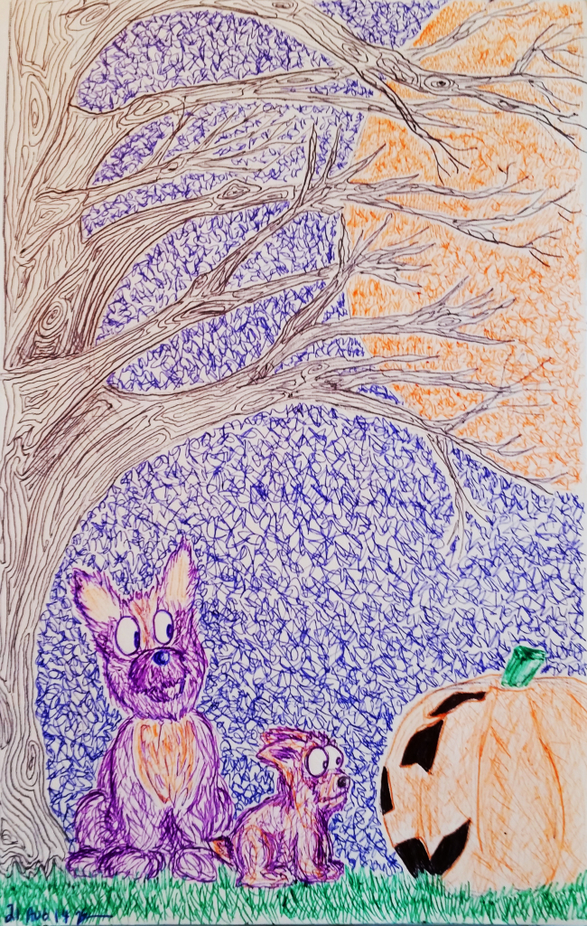 A Corgi Howl-o-ween (ballpoint pen), August 2014